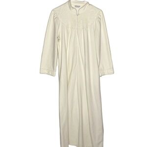 Vanity Fair Womens Long Robe Nightgown 1/2 Zip Dress Vintage Medium Made In USA